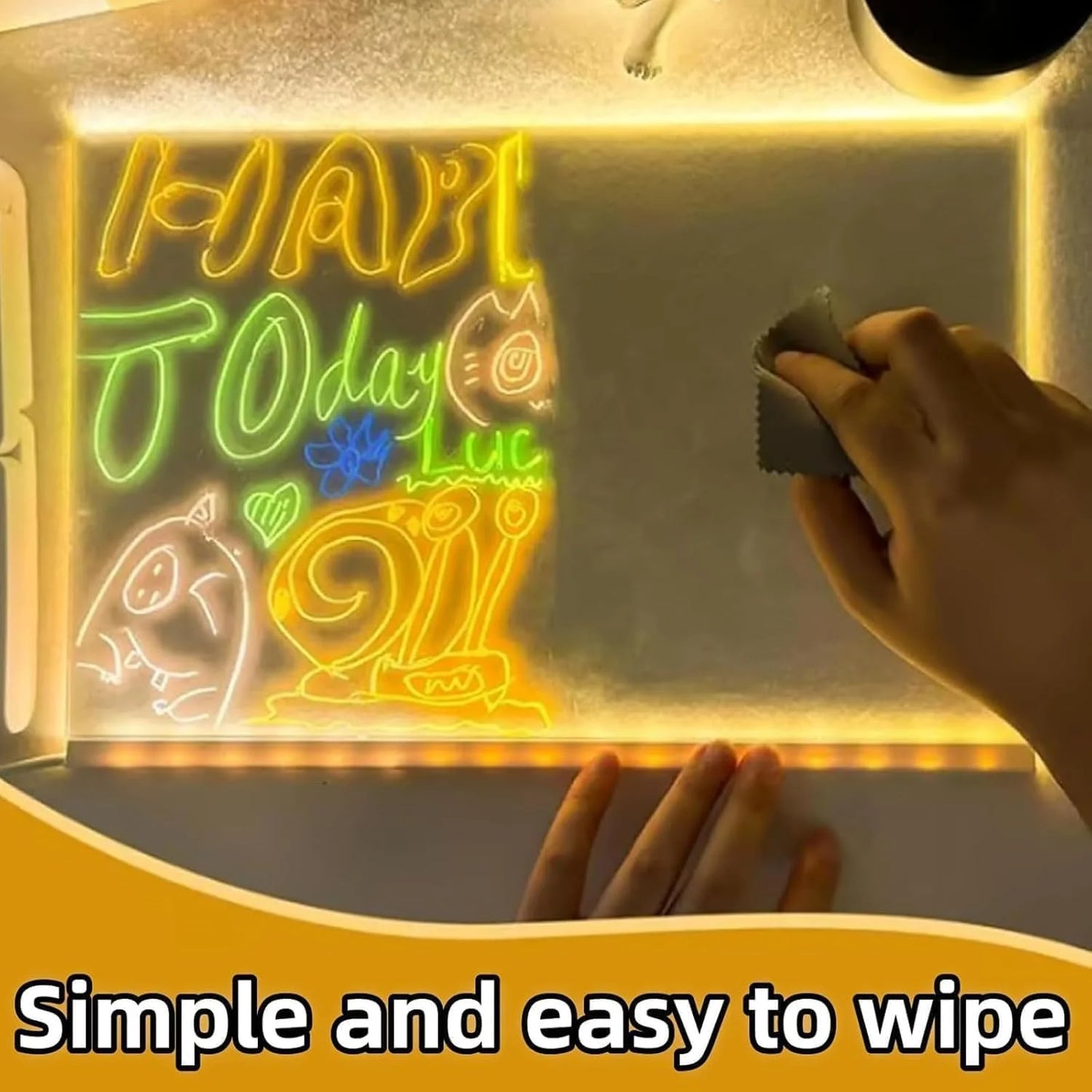 Glowboard - LED Light-Up Writing & Drawing Board, Glowboard LED Drawing Board, 7.9"X11.8" 7 Colors Acrylic Dry Erase Board with Light, Note Board with Colors, Holiday Trend Gift (7.9 * 7.9In)