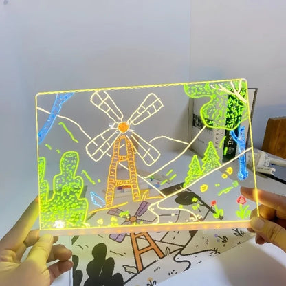 Glowboard - LED Light-Up Writing & Drawing Board, Glowboard LED Drawing Board, 7.9"X11.8" 7 Colors Acrylic Dry Erase Board with Light, Note Board with Colors, Holiday Trend Gift (7.9 * 7.9In)