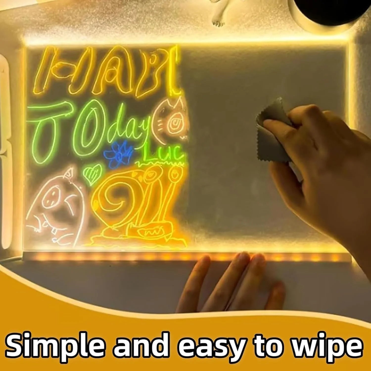 Glowboard - LED Light-Up Writing & Drawing Board, Glowboard LED Drawing Board, 7.9"X11.8" 7 Colors Acrylic Dry Erase Board with Light, Note Board with Colors, Holiday Trend Gift (7.9 * 7.9In)